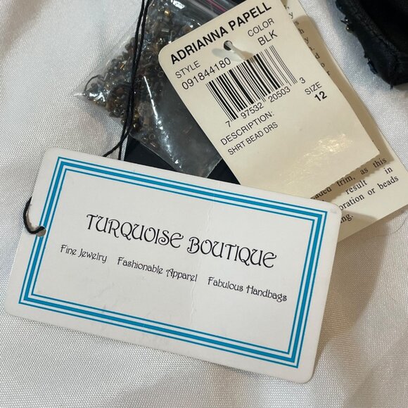 Adrianna Papell Black Beaded Halter Dress Size 12 Tags attached - Picture 5 of 15